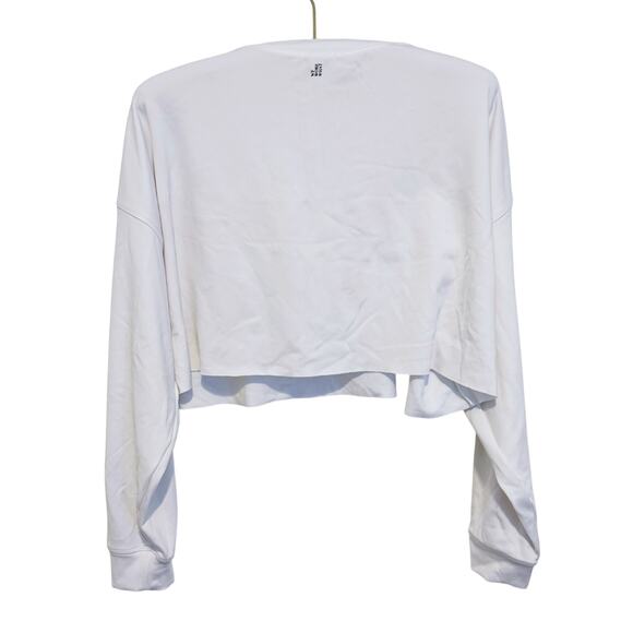WeWoreWhat Cropped Raw Hem Thermal Sweatshirt Small White Stretch Lounge Minimal - Picture 3 of 9